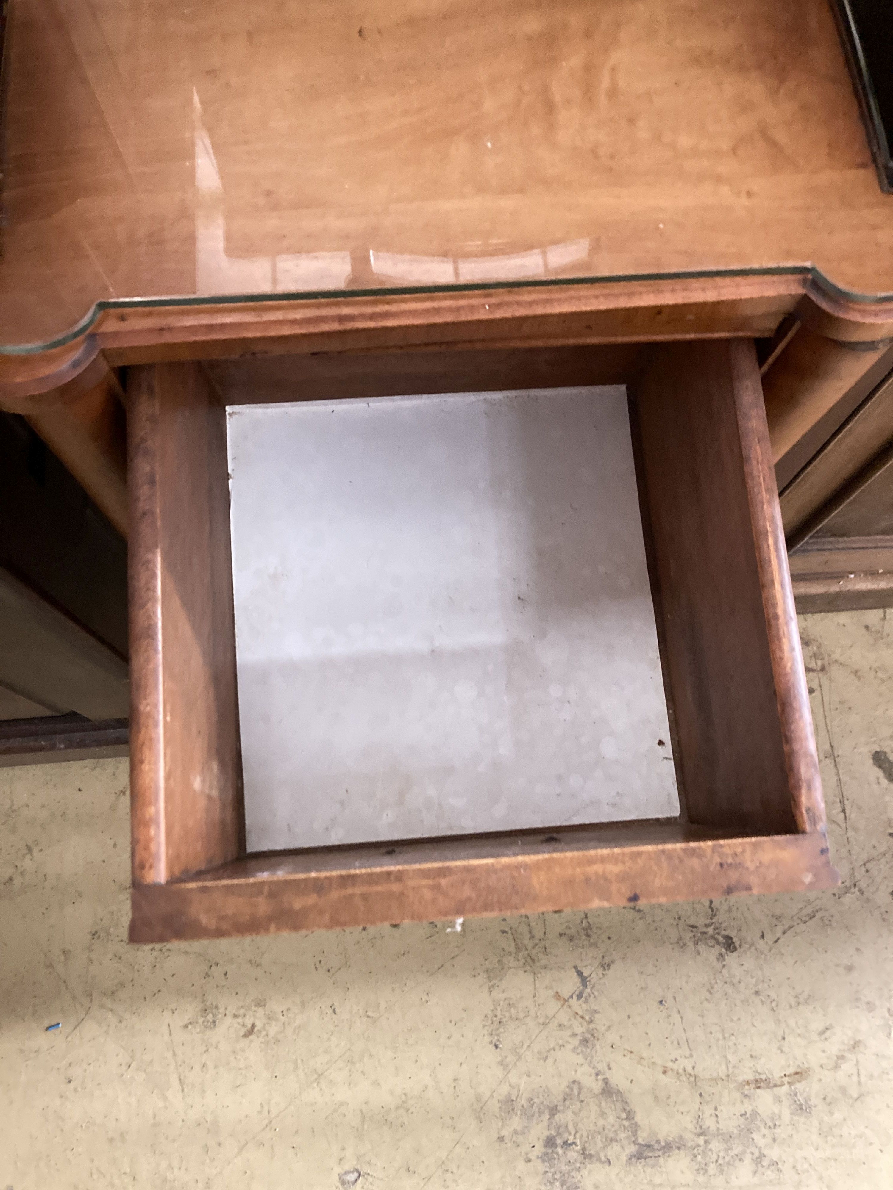 A Victorian style mahogany bedside table, width 38cm, depth 38cm, height 76cm